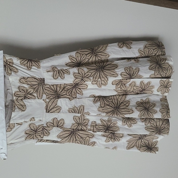 Tibi white and tan floral fit and flare dress sz 2 - Picture 5 of 10